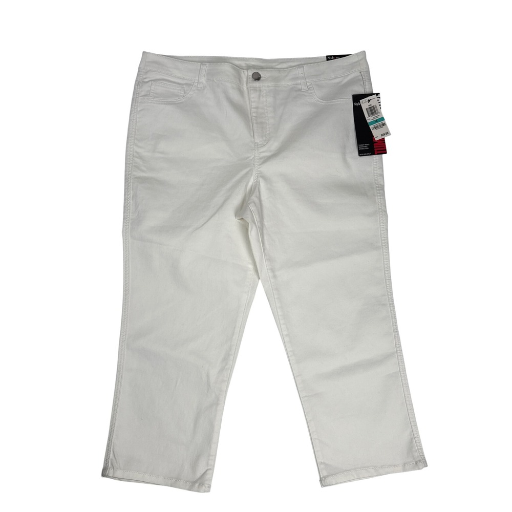 Style & Co. Capri Bright White Tummy Control Mid-Calf Women's Jeans‎ Size 16